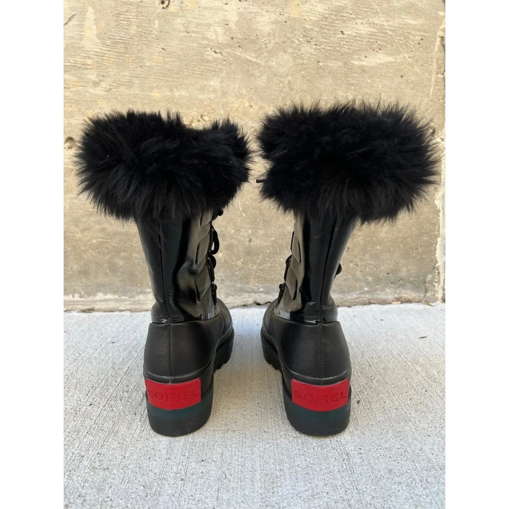 SOREL Joan of Artic Next Waterproof Black Patent Leather Snow Boots 5.5 LNWOT